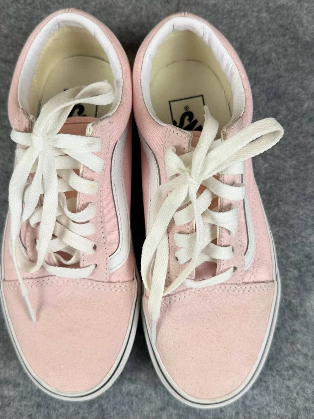 Vans Old Skool Blush Pink White Canvas Suede Skate Shoes Women’s 6 READ